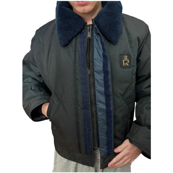 Vintage Refrigiwear navy jacket faux fur collar size XL style 56 - Picture 5 of 16